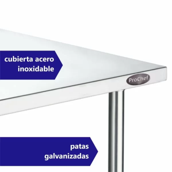 Mesón Central de Acero Inoxidable 180x60x85cm