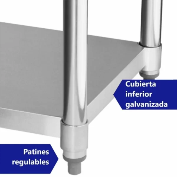 Mesón Central de Acero Inoxidable 180x60x85cm