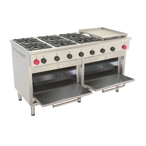Cocina 6 platos, 2 hornos, plancha churrasquera grande