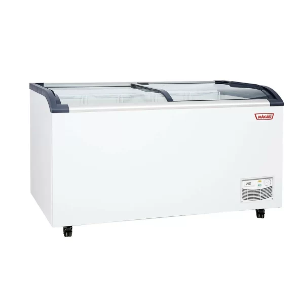 Congelador isla tapa de vidrio curvo 470 lts