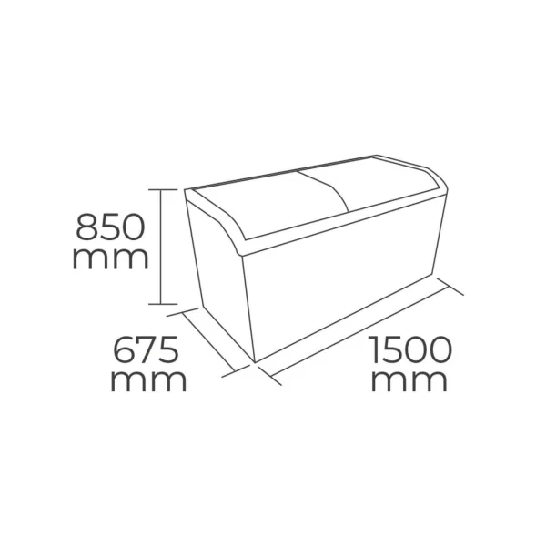 Congelador isla tapa de vidrio curvo 470 lts